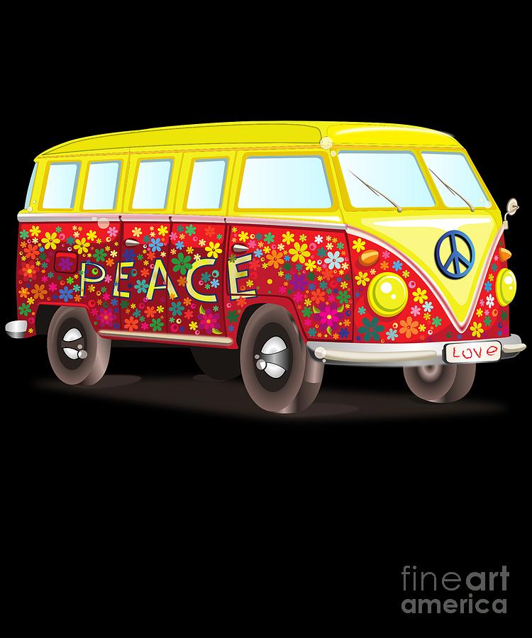 Peace And Love Hippy Van Digital Art by Flippin Sweet Gear