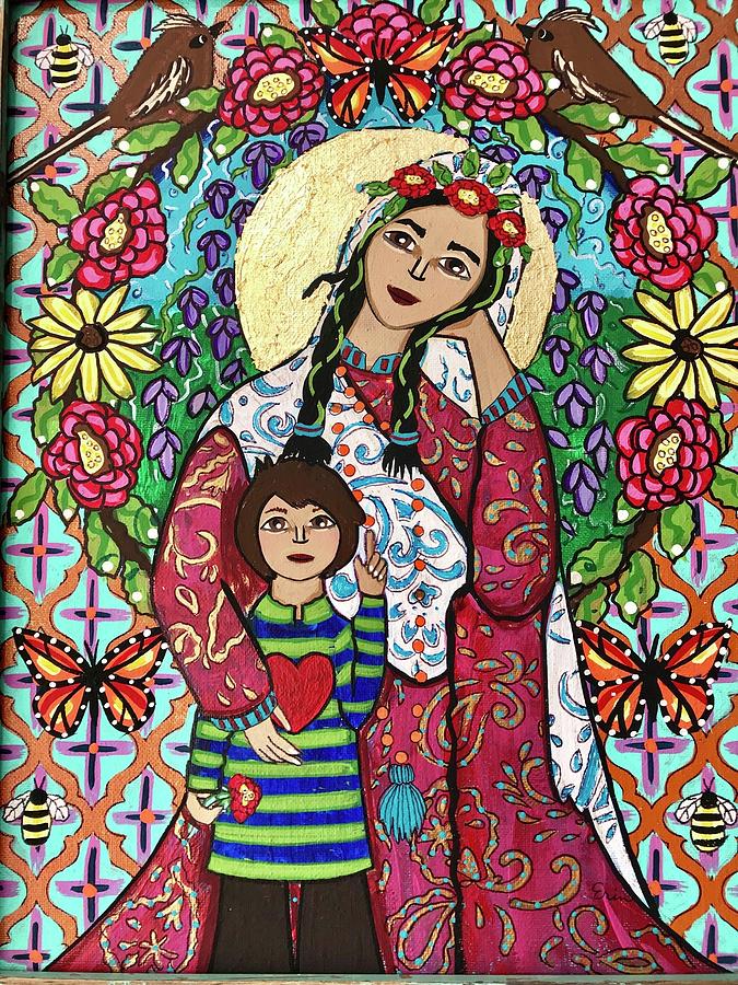 Madonna Mixed Media - Peace in my Mothers Garden by Erin Leeper