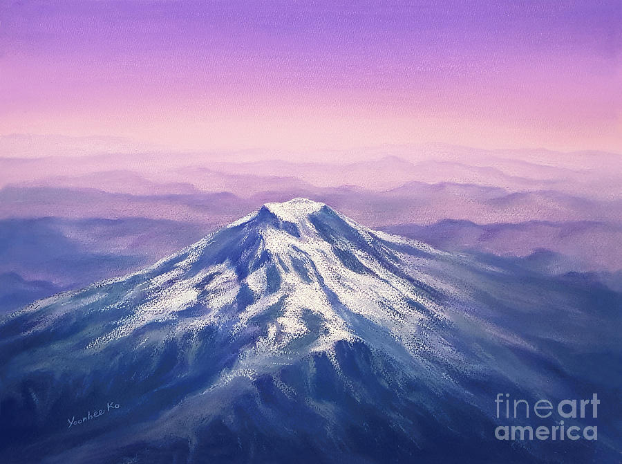 Sunset Painting - Peace on Earth - Mount Rainier  by Yoonhee Ko