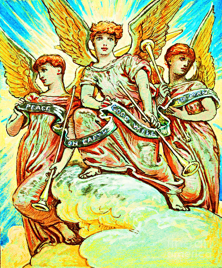 Peace on Earth Victorian Christmas Angels Painting by Peter Ogden