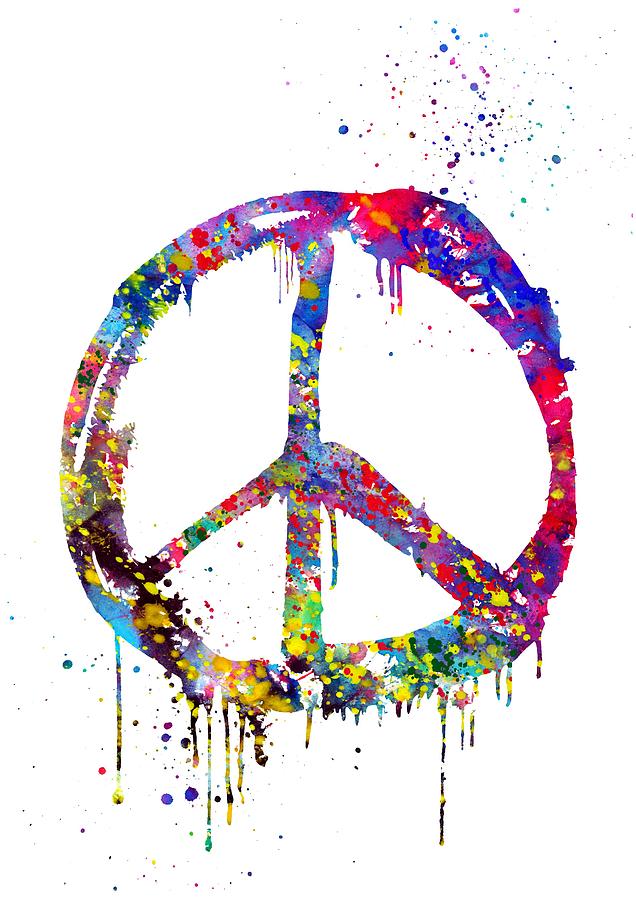 Peace Sign-colorful by Erzebet S.