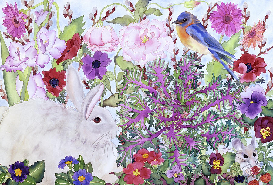 Bluebird Painting - Peaceable Garden by Carissa Luminess