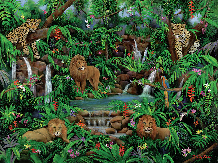 Jungle Painting - Peaceful Jungle by Betty Lou