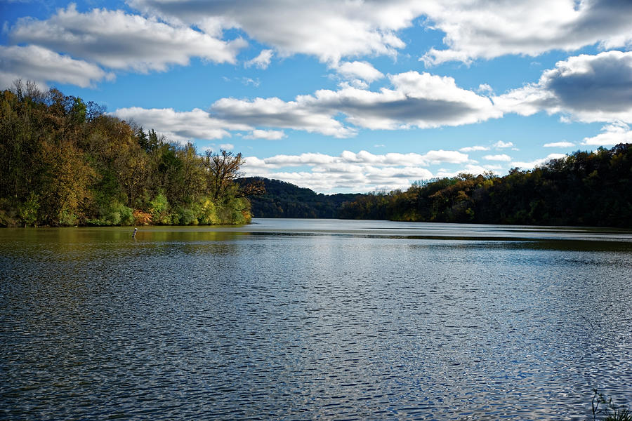 Peaceful lake in autumn Photograph by Peter Ponzio