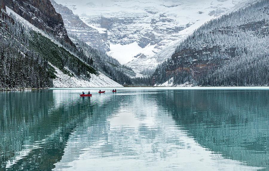 Mountain Photograph - Peaceful Lake Louise by Ann Cornelis