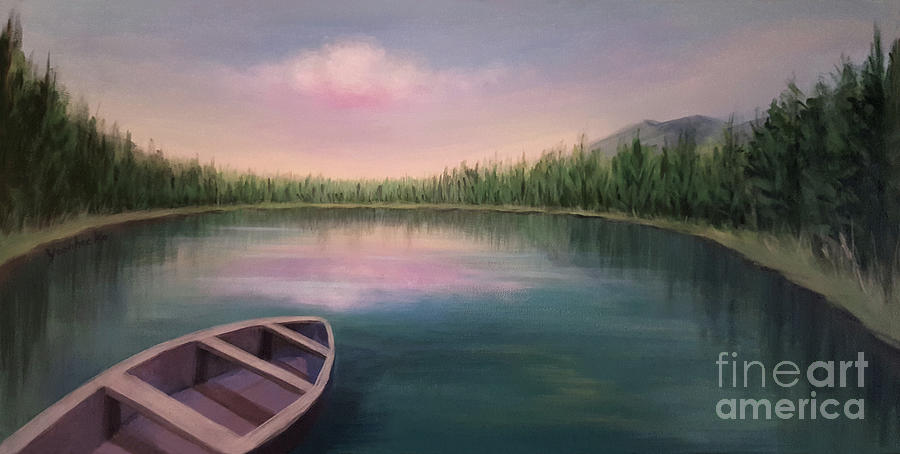 Peaceful Lake Painting by Yoonhee Ko
