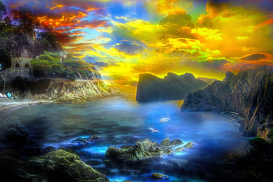 Water Digital Art - Peaceful Place by Jasmina Seidl Water Digital Art - Peaceful Place by Jasmina Seidl