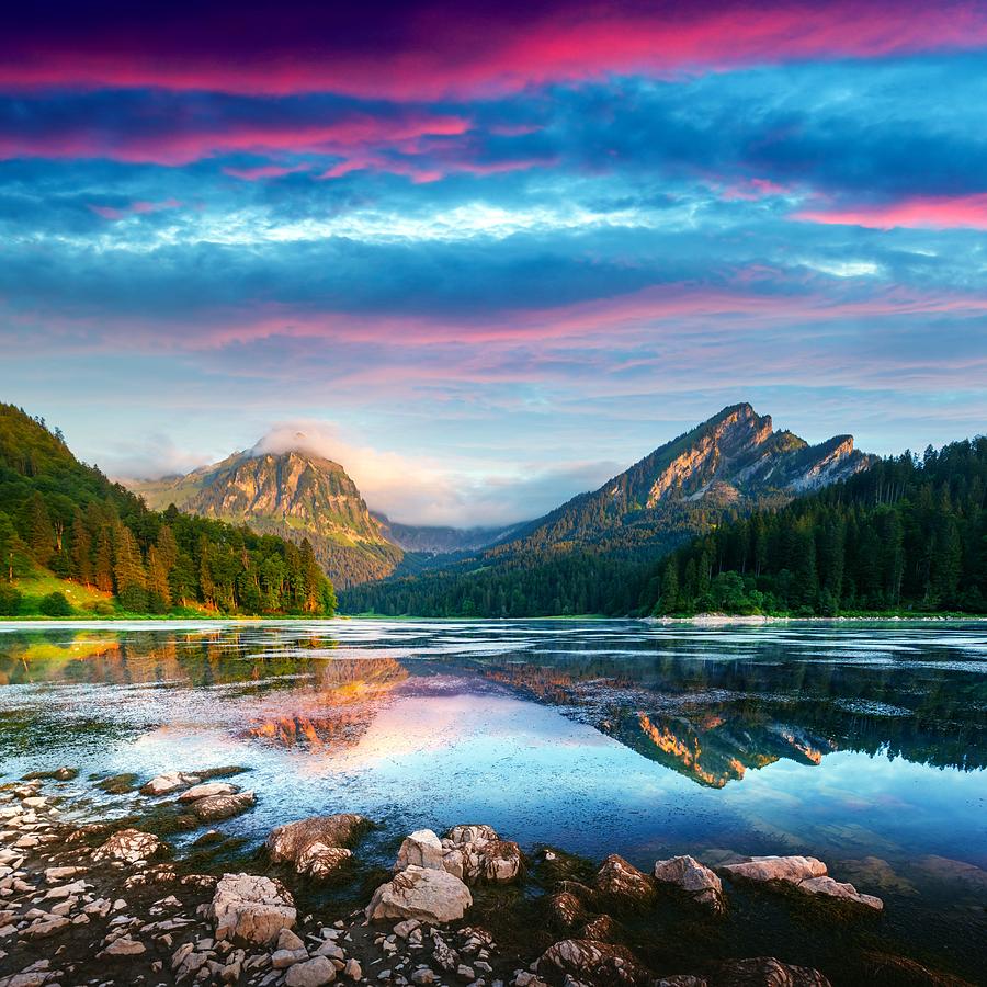 Peaceful Summer View On Obersee Lake Photograph by Ivan Kmit - Fine Art ...