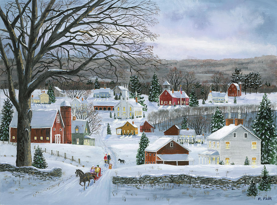 Winter Painting - Peaceful Valley Road by Bob Fair