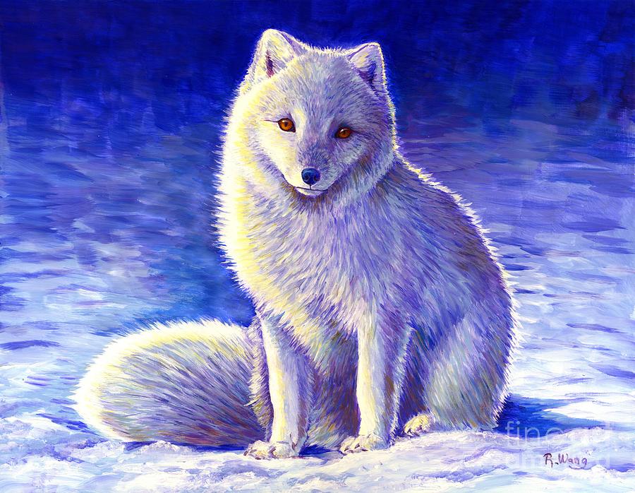 Peaceful Winter Arctic Fox Painting by Rebecca Wang