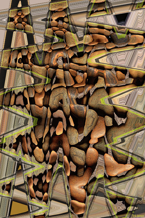 Peach Beach River Rocks Abstract M1 Digital Art by Tom Janca