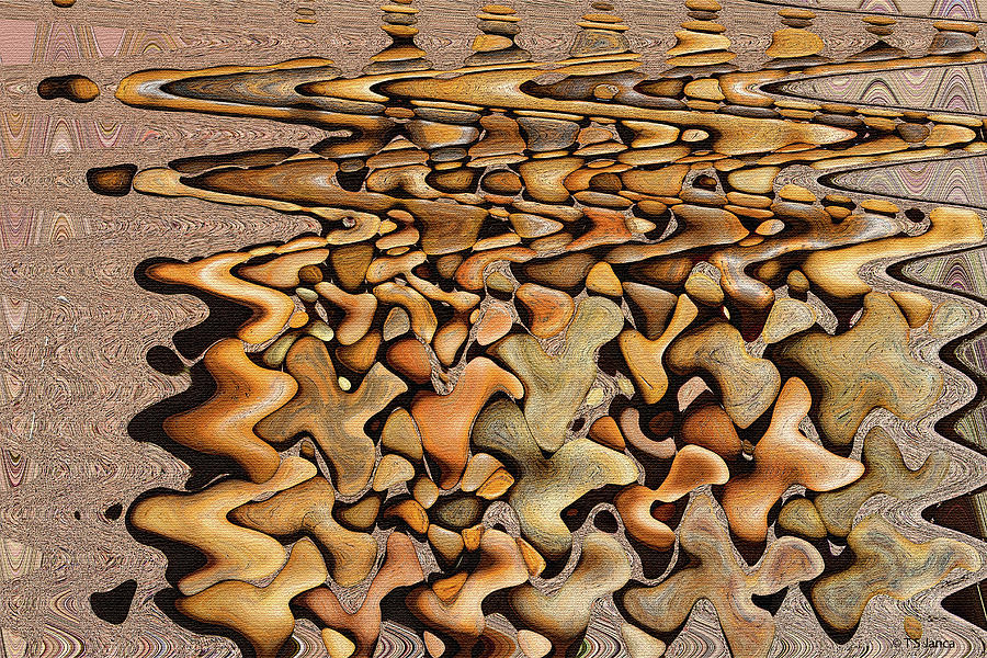 Peach Beach River Rocks Abstract  Digital Art by Tom Janca