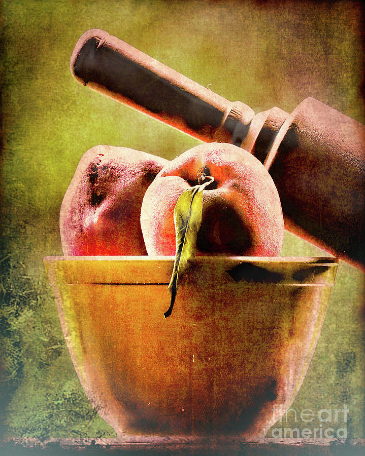 Peach Bowl With Rolling Pin Photograph