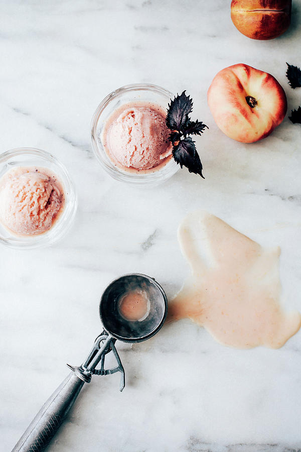 Peach Sorbet With Japanese Shiso Photograph by Rika Manabe Photography