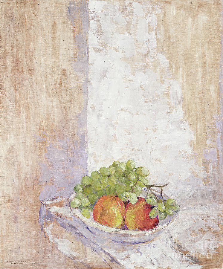 Peaches And Grapes Painting by Diana Schofield