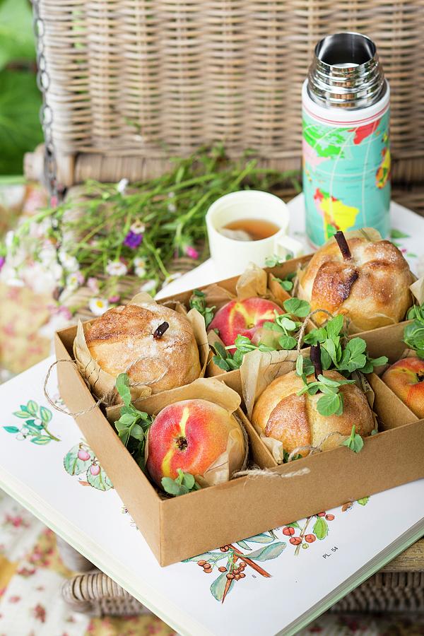 Peaches Baked In Dough For A Picnic Photograph by Great Stock!