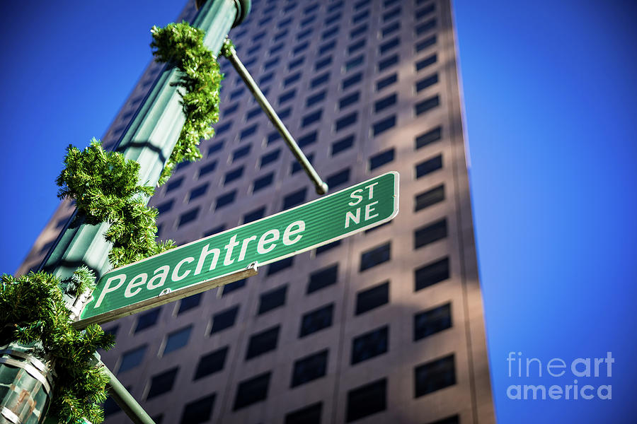 Peachtree Street Sign Downtown Atlanta Christmas Photograph by Sanjeev Singhal