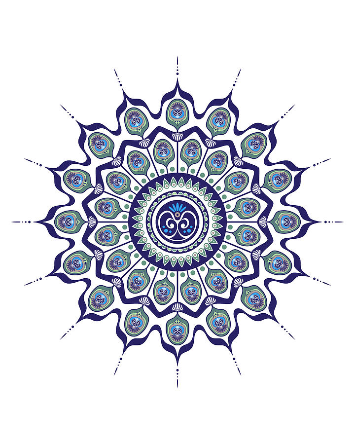 Download Peacock Feathers Mandala Digital Art by Debi Dalio