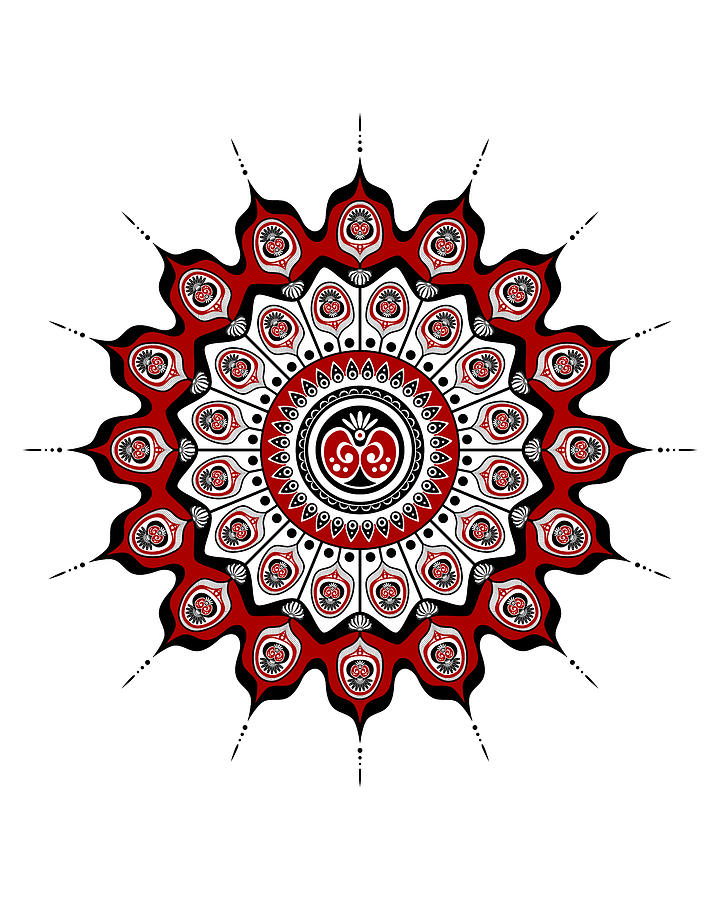 Peacock Feathers Mandala in Black and Red by Debi Dalio Peacock Feathers Mandala in Black and Red by Debi Dalio