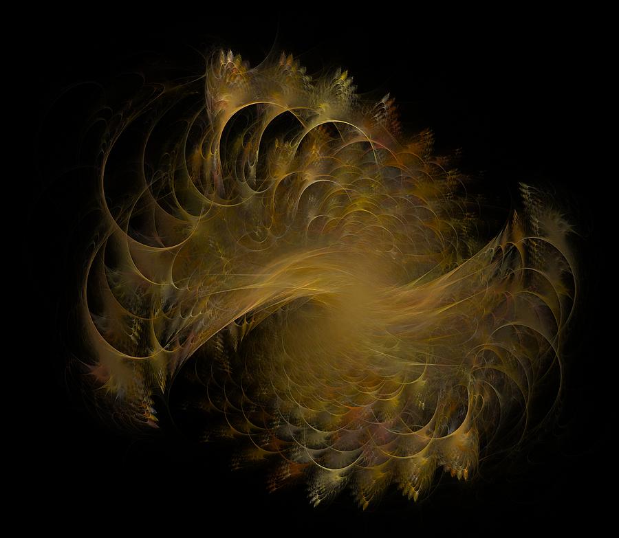 Fractals Digital Art - Peacock Fractal Gold Transparent by Betsy Knapp Fractals Digital Art - Peacock Fractal Gold Transparent by Betsy Knapp