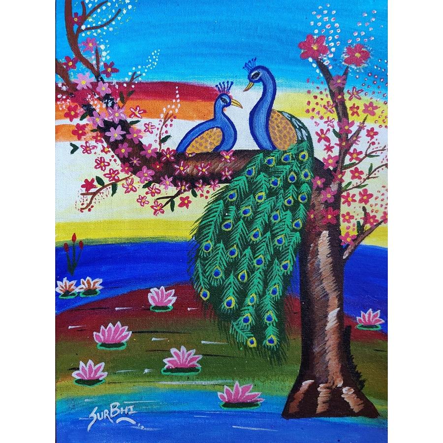 Peacock painting Painting by Surbhi Bankar - Pixels