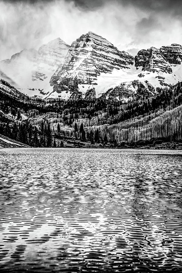 Peaks of Maroon Bells - Aspen Colorado Monochrome Photograph by Gregory Ballos