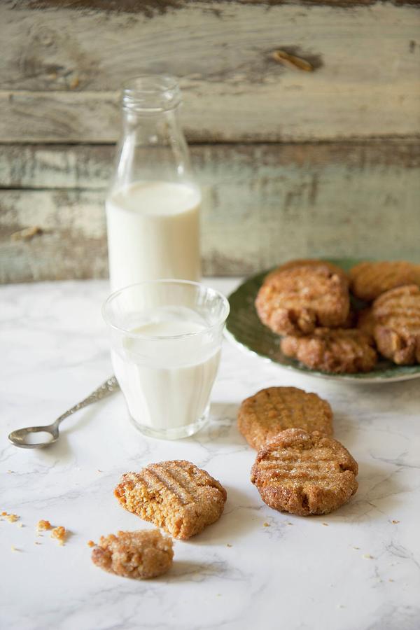Peanut Butter Cookies And Milk Photograph by Patricia Miceli