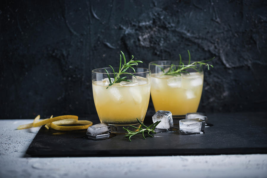 Pear And Gin Cocktails With Rosemary Photograph by Kati Neudert - Fine ...