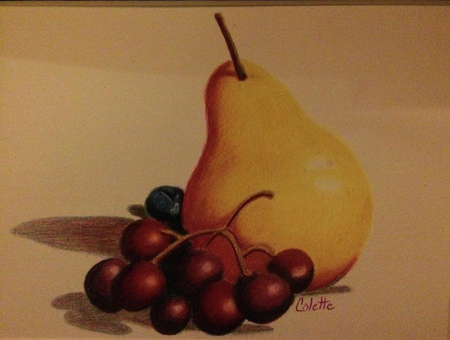 Pear and grapes Drawing by Colette Lee