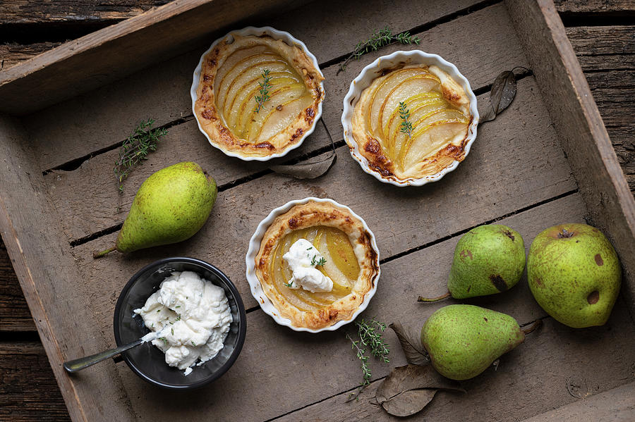 Pear Tartelettes With Fresh Ricotta Cheese Photograph by Felix Kochbook