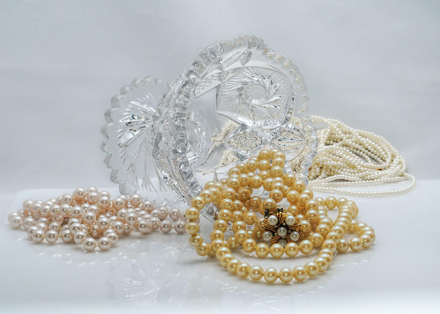 Pearls and crystal Photograph by Cordia Murphy