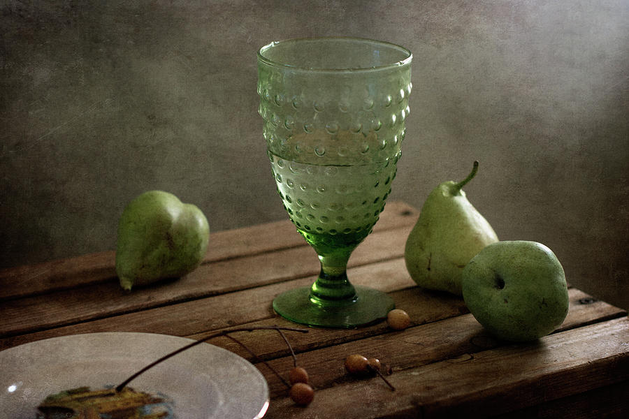 Pears And Glass Of Water Photograph by Copyright Anna Nemoy(xaomena)