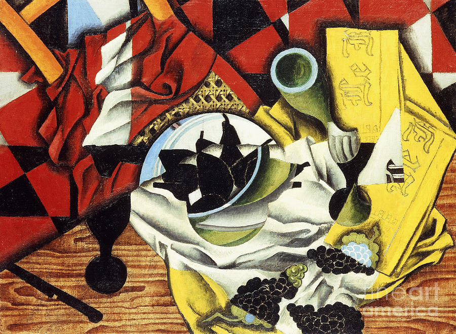Pears And Grapes On A Table; Poires Et Raisins Sur Une Table, 1913 Painting by Juan Gris