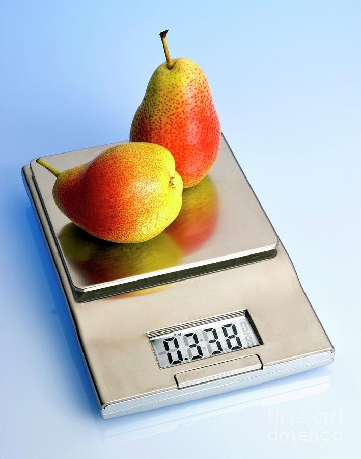 Pears On A Digital Scales Photograph by Martyn F. Chillmaid/science Photo Library