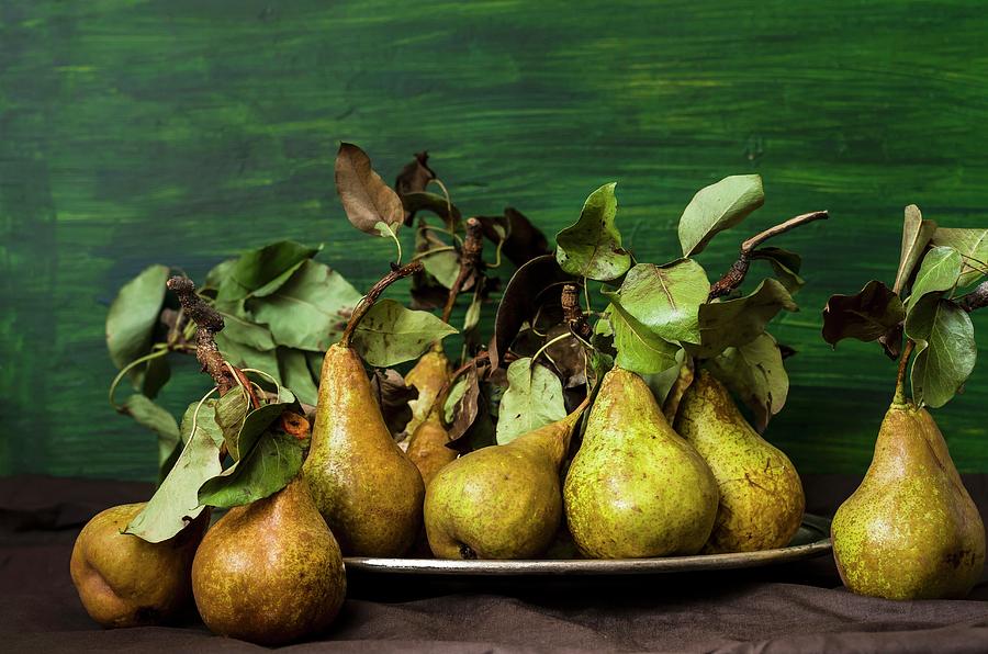 Pears With Dried Leaves Photograph by Adel Bekefi