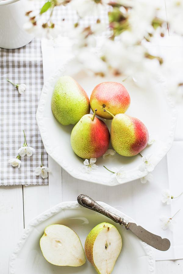 Pears With Pear Blossom Photograph by Claudia Timmann