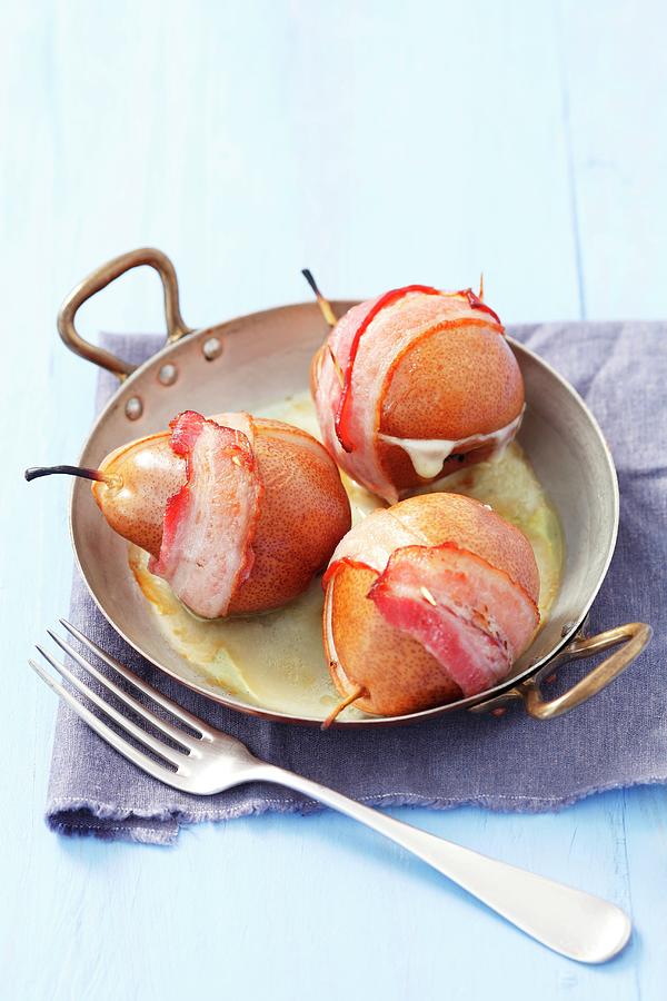 Pears Wrapped In Bacon, Stuffed With Gorgonzola Photograph by Rua Castilho