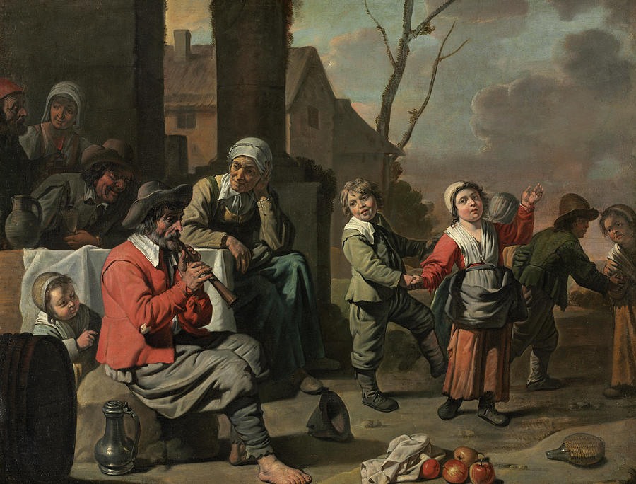 Vintage Painting - Peasant Children Dancing, 1650 by Le Nain