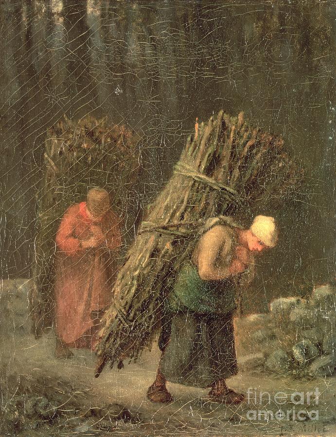 Peasant Women With Brushwood, C.1858 Painting by Jean-francois Millet