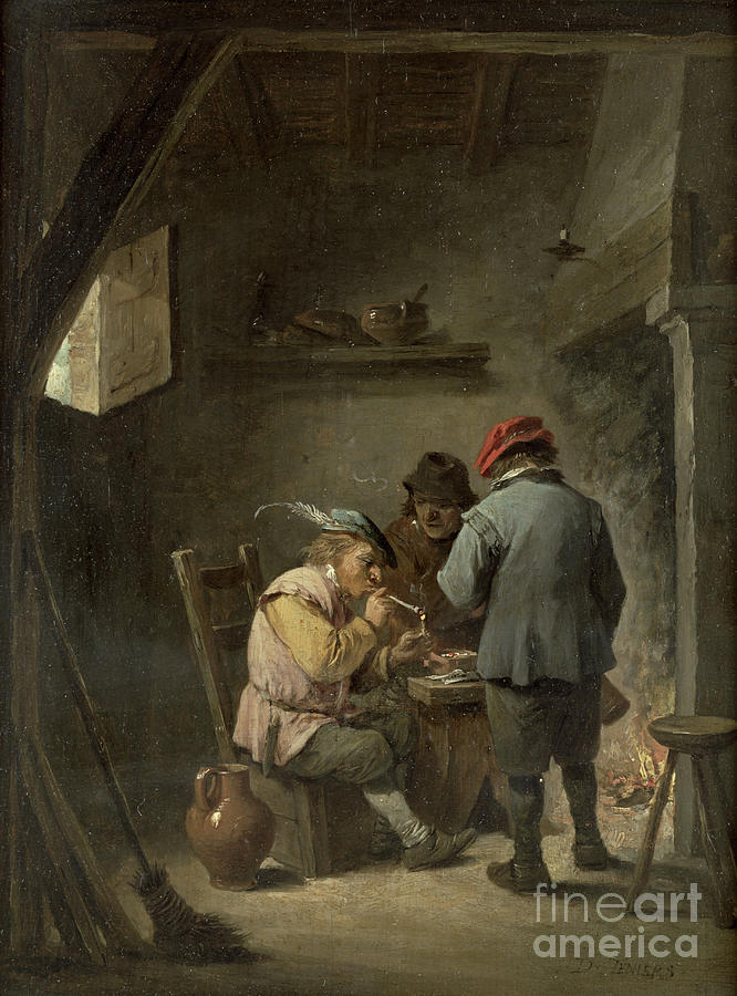 Peasants By An Inn Fire Painting by David The Younger Teniers - Fine ...