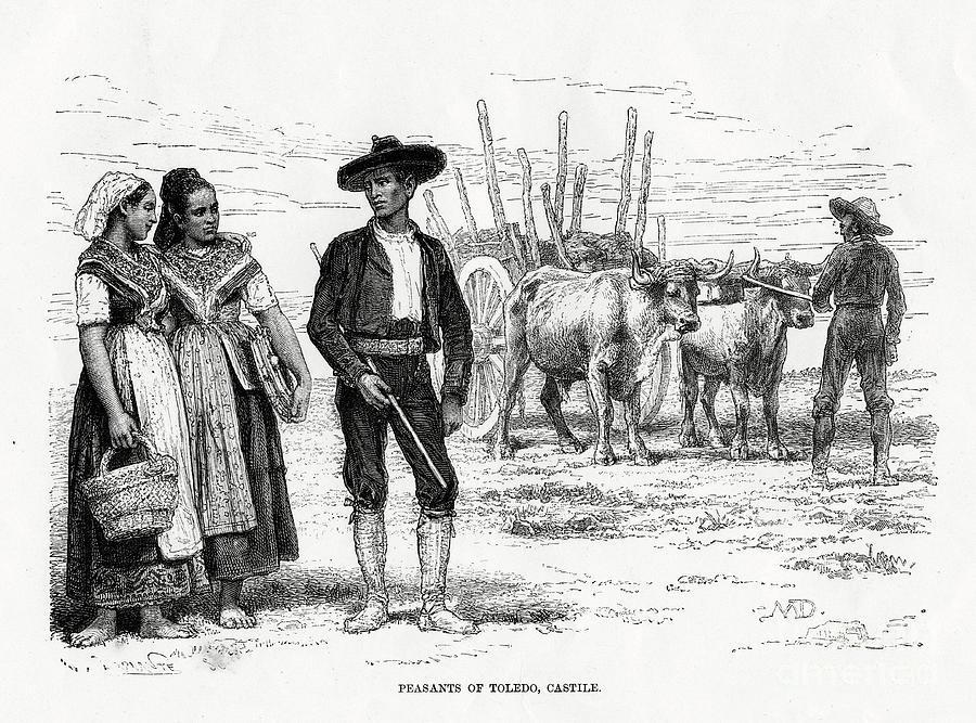 Peasants Of Toledo, Castilla-la Mancha Drawing by Print Collector