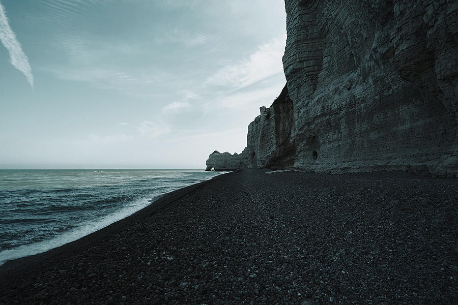 Nature Photograph - Pebble Seashore With Huge Rocks In Etretat, Normandy by Cavan Images