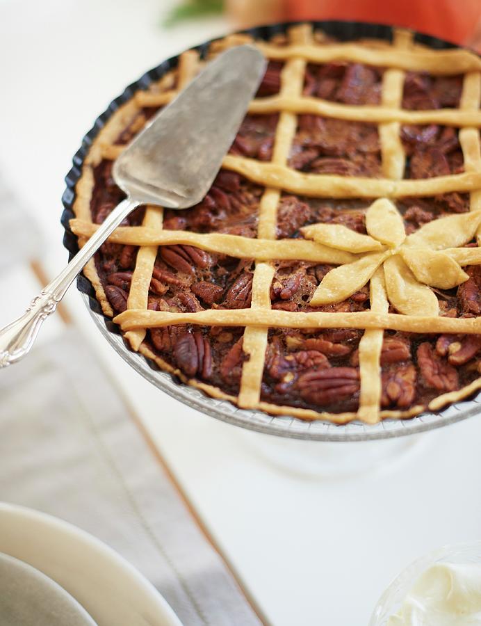 Pecan Lattice Pie For Thanksgiving Photograph by Hannah Kompanik