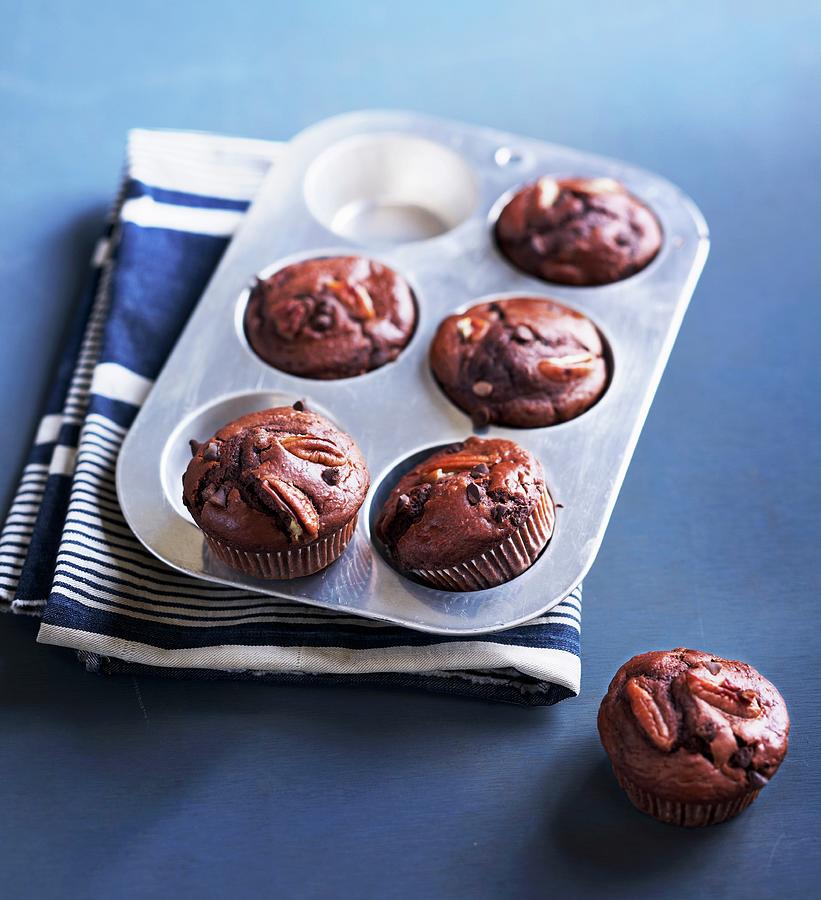 Pecan Nut Muffins In A Muffin Tin Photograph by Amlie Roche