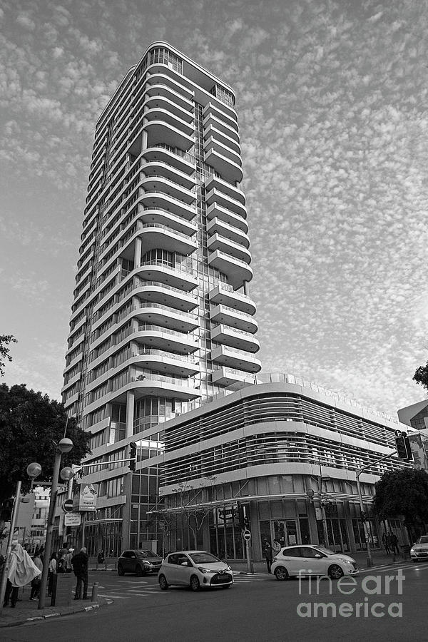 Historical Renovated Buiulding And Modern Skyscraper In Tel Aviv Photograph