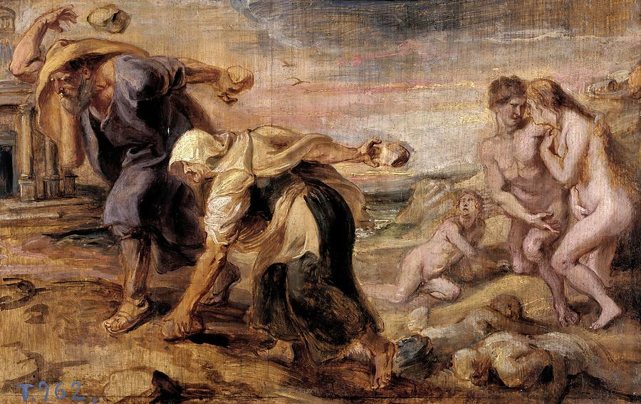 Pedro Pablo Rubens / Deucalion and Pyrrha, 1636-1637, Flemish School. Painting by Peter Paul Rubens -1577-1640-