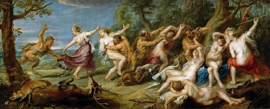 Pedro Pablo Rubens / Diana and her Nymphs surprised by Satyrs, 1639-1640, Flemish School. Painting by Peter Paul Rubens -1577-1640-