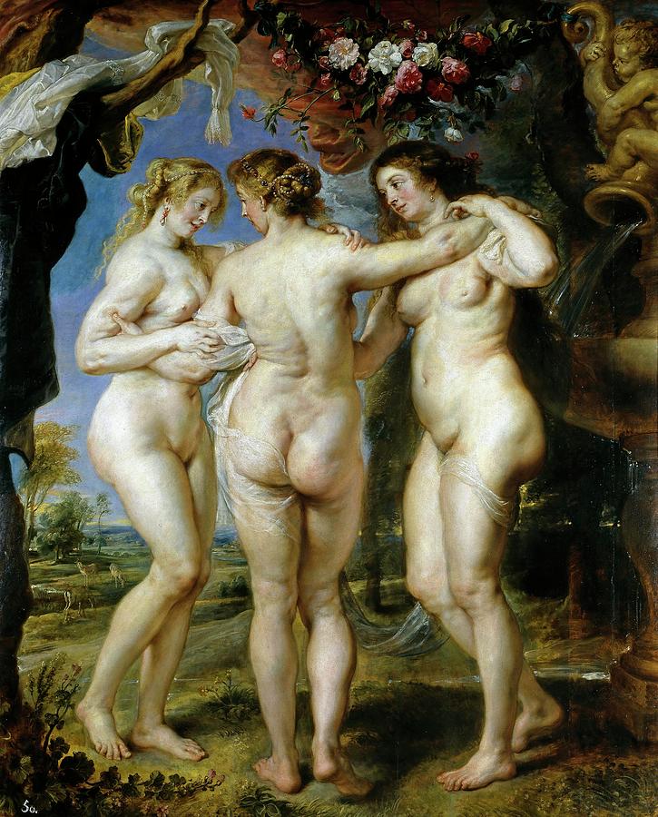 Pedro Pablo Rubens / The Three Graces, 1630-1635, Flemish School. peter paul rubens. Aglae. talia. Painting by Peter Paul Rubens -1577-1640-