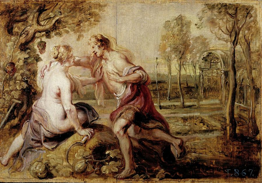 Pedro Pablo Rubens / Vertumnus and Pomona, 1636-1637, Flemish School.. Painting by Peter Paul Rubens -1577-1640-
