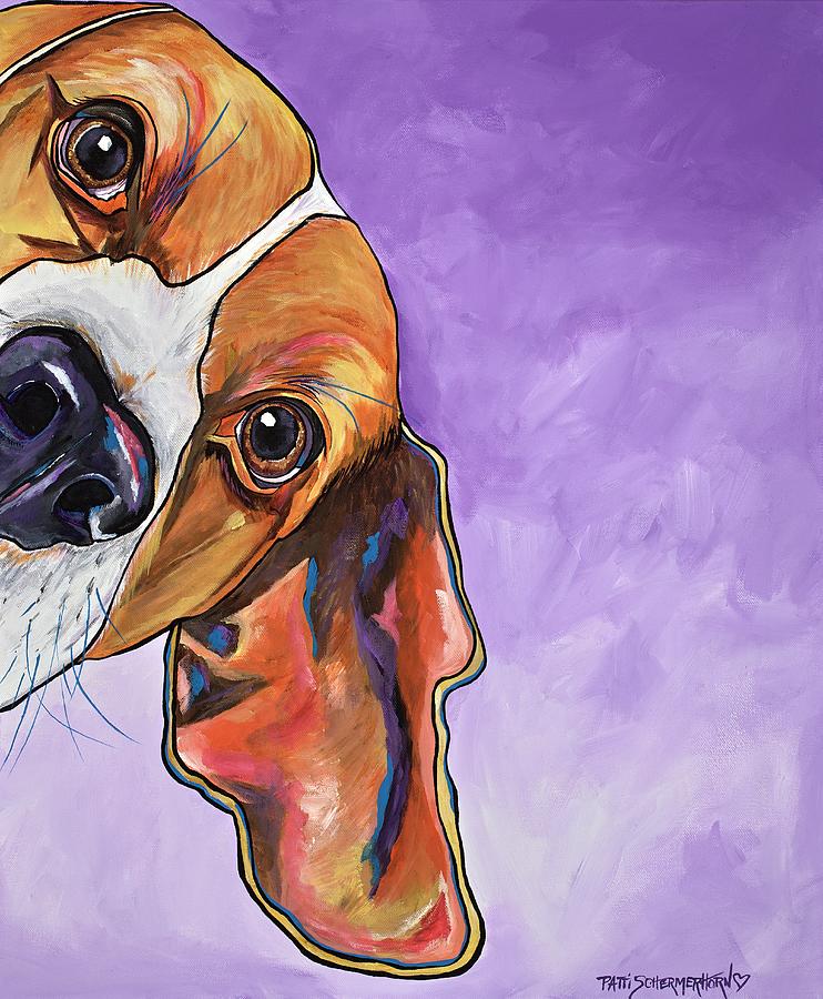 Peek A Boo Beagle Painting by Patti Schermerhorn